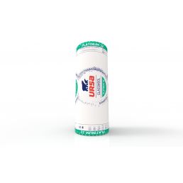 Biały wałek z wełny szklanej, Ursa Platinum 32, z zielonym i niebieskim tekstem.